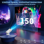 [2026 Upgraded] Mini Projector Support 4K 1080P FHD Auto Keystone 270° Rotatable with Wifi 6 and Bluetooth 5.2 Projector Portable Compatibile with HDMI/TV Stick/Memory Stick/Laptop,White