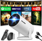 [2026 Upgraded] Mini Projector Support 4K 1080P FHD Auto Keystone 270° Rotatable with Wifi 6 and Bluetooth 5.2 Projector Portable Compatibile with HDMI/TV Stick/Memory Stick/Laptop,White